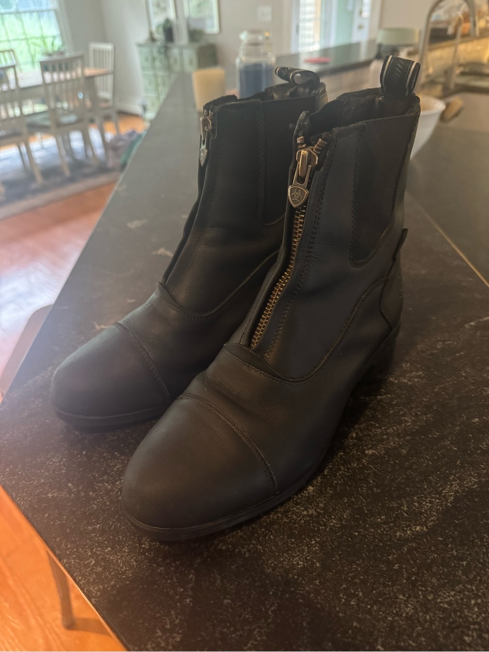 Ariat Black Front-Zip Leather Riding Boots